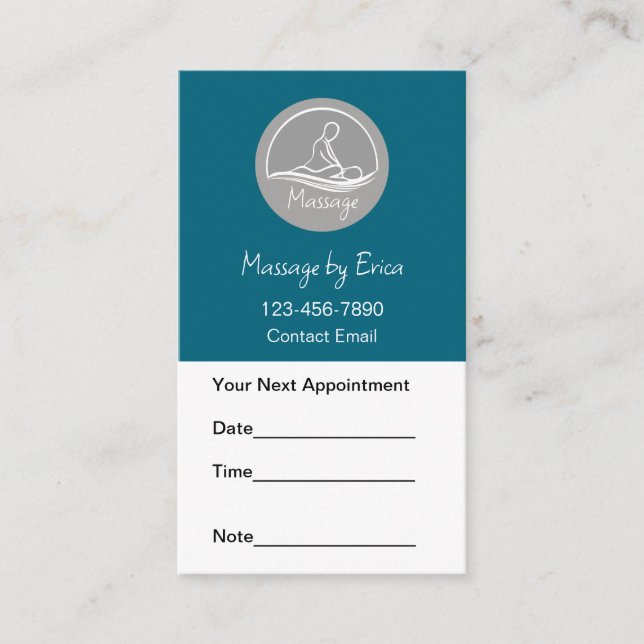 Cartes de visite de rendez-vous Massage moderne (Devant)
