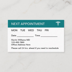 Cartes de visite de rendez-vous Médicales pour la 
