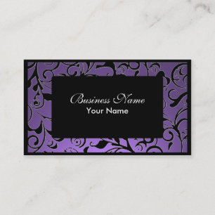 Cartes de visite de rendez-vous noir violet damass