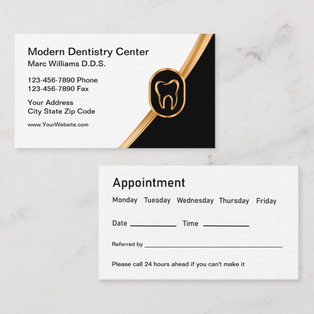 Cartes de visite de rendez-vous pour dentistes de  (Devant / Derrière)