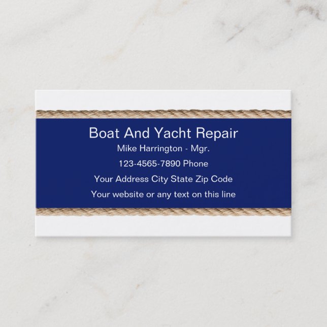Cartes de visite de réparation de bateau et de (Devant)
