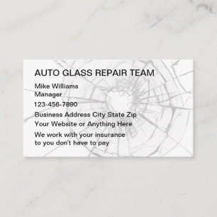 Cartes de visite de réparation de verre automobile