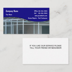 Cartes de visite de réparation d'écran