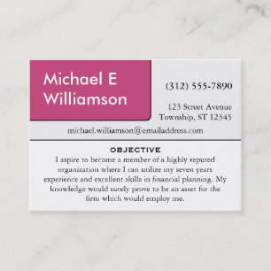 Cartes de visite de RESUME du coin rose foncé