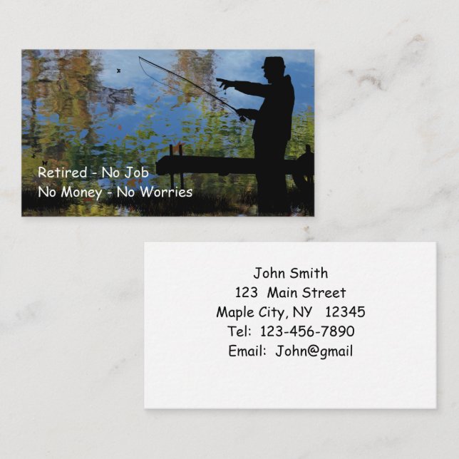 Cartes de visite de retraite de pêche de l'homme â (Devant / Derrière)