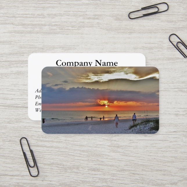Cartes de visite de retraite du coucher du soleil  (Devant/Arrière en situation)