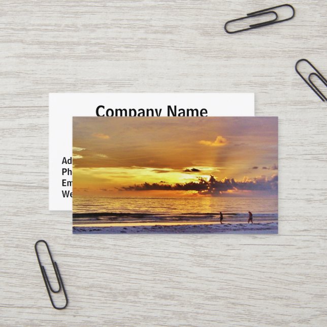 Cartes de visite de retraite Sunset #13A (Devant/Arrière en situation)