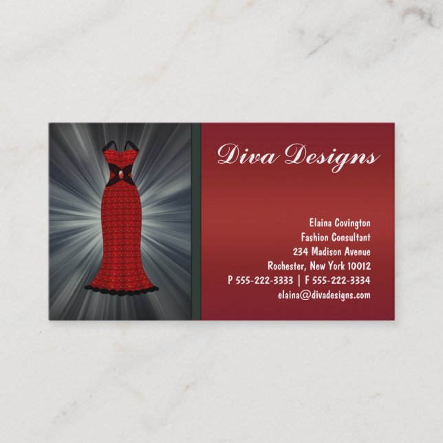 Cartes de visite de robe rouge (Devant)