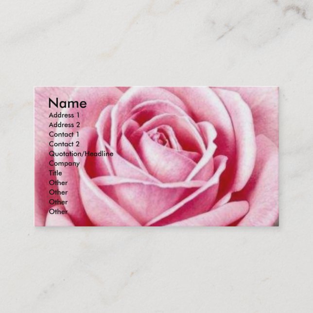 Cartes de visite de rose de rose (Devant)