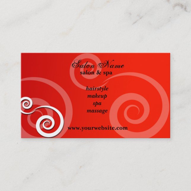 Cartes de visite de rouge de salon et de spa (Devant)