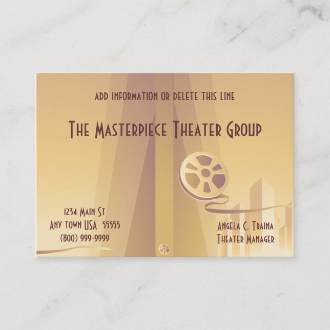 Cartes de visite de salle de cinéma (Devant)