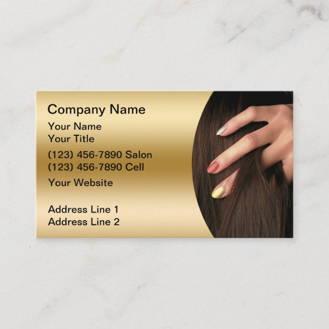 Cartes de visite de salon d'ongle de cheveux (Devant)