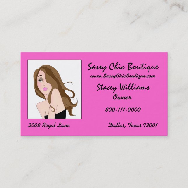 Cartes de visite de Sassy Pink Diva (Devant)