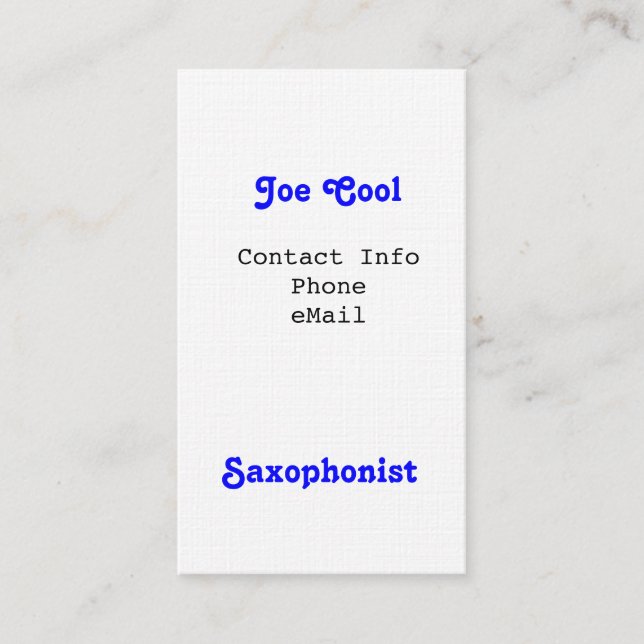 Cartes de visite de saxophoniste (Devant)