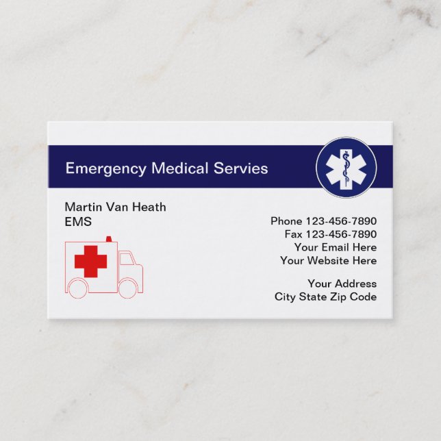 Cartes de visite de secours Médicale (Devant)
