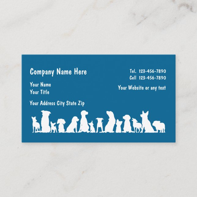 Cartes de visite de Servic d'animal familier (Devant)