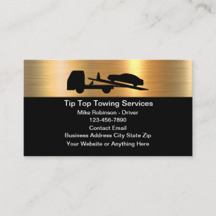 Cartes de visite de service de remorquage d'or mét