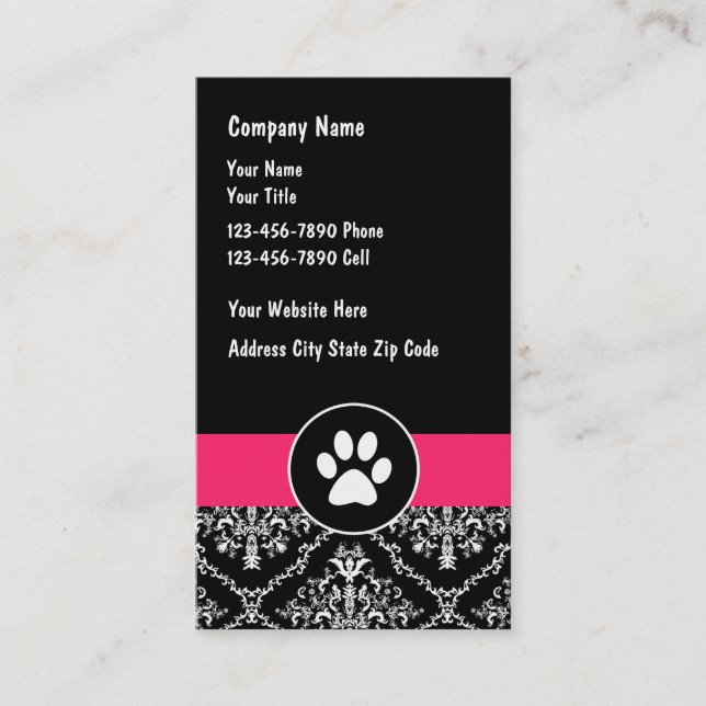 Cartes de visite de service pour animaux (Devant)