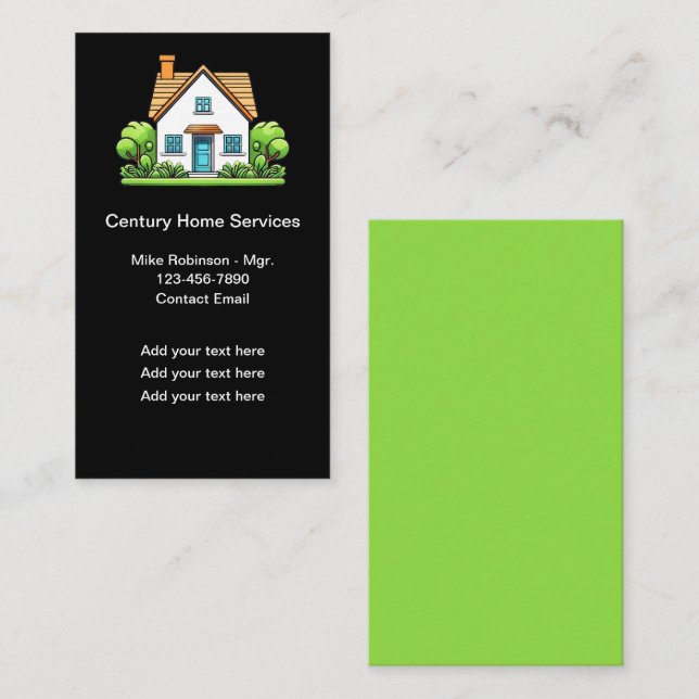Cartes de visite de services à domicile modernes e (Devant / Derrière)