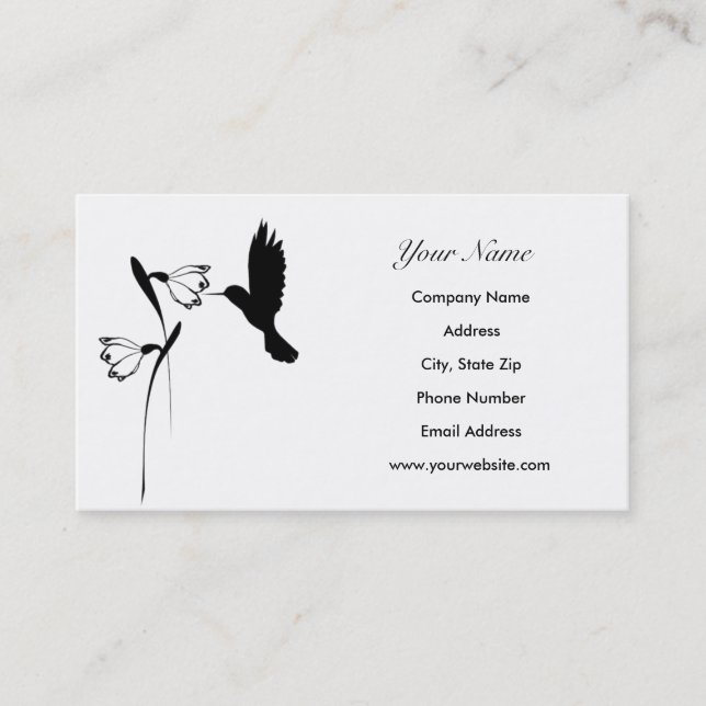 Cartes de visite de silhouette de colibri (Devant)
