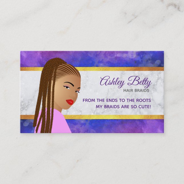 Cartes de visite de slogans de tresseuse de (Devant)