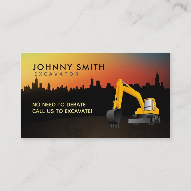 Cartes de visite de slogans d'excavatrice (Devant)
