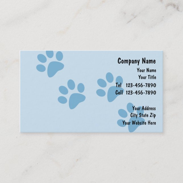 Cartes de visite de soin des animaux familiers (Devant)