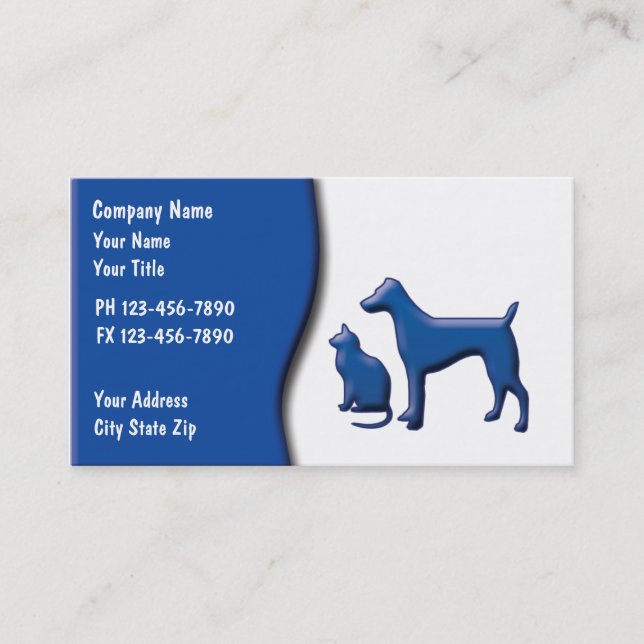 Cartes de visite de soin des animaux familiers (Devant)