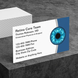 Cartes de visite de soins de la vue rétinienne