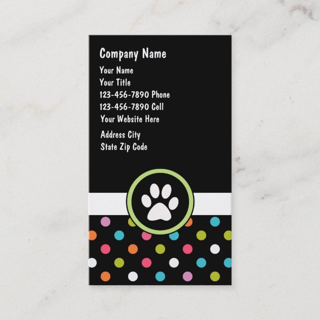 Cartes de visite de soins pour animaux (Devant)
