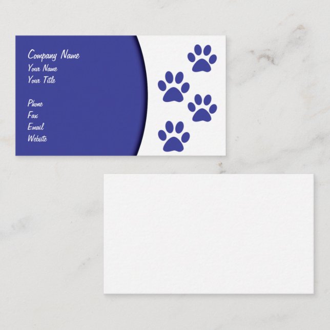 Cartes de visite de soins pour animaux (Devant / Derrière)