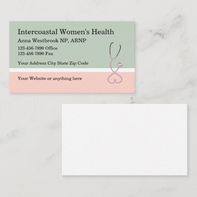 Cartes de visite de stéthoscope Médicale pour la s (Devant / Derrière)