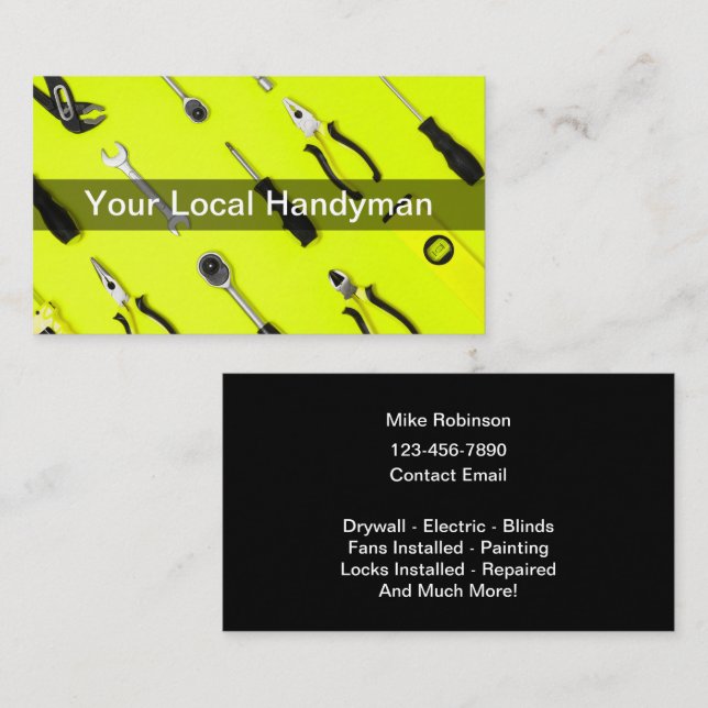 Cartes de visite de style simple Bold Handyman (Devant / Derrière)