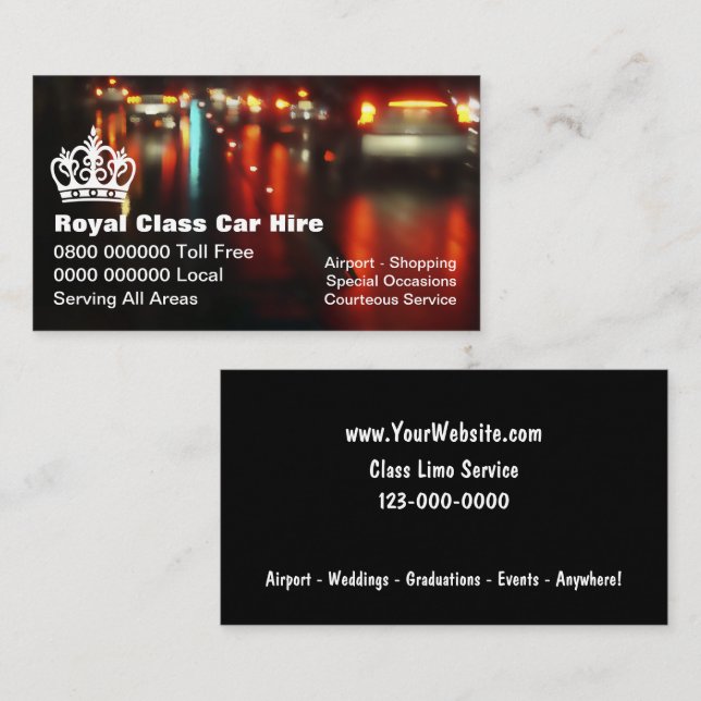 Cartes de visite de taxi (Devant / Derrière)