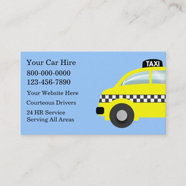 Cartes de visite de taxi (Devant)