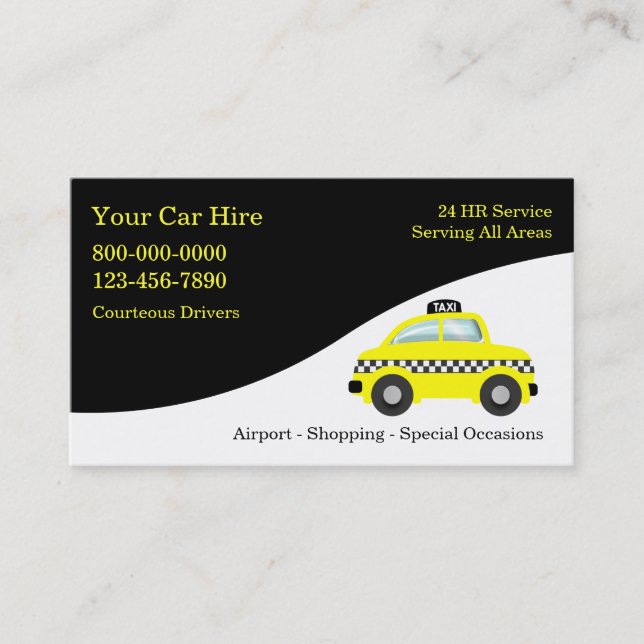 Cartes de visite de taxi (Devant)