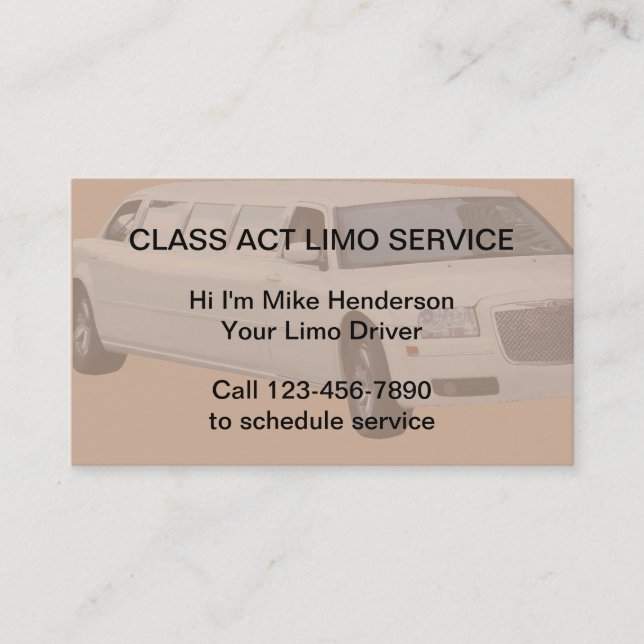 Cartes de visite de taxi de service de limousine (Devant)