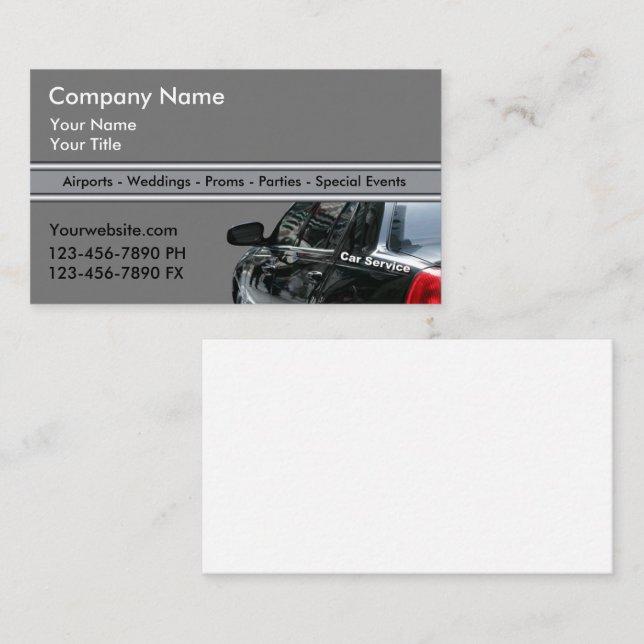 Cartes de visite de taxi fixes (Devant / Derrière)