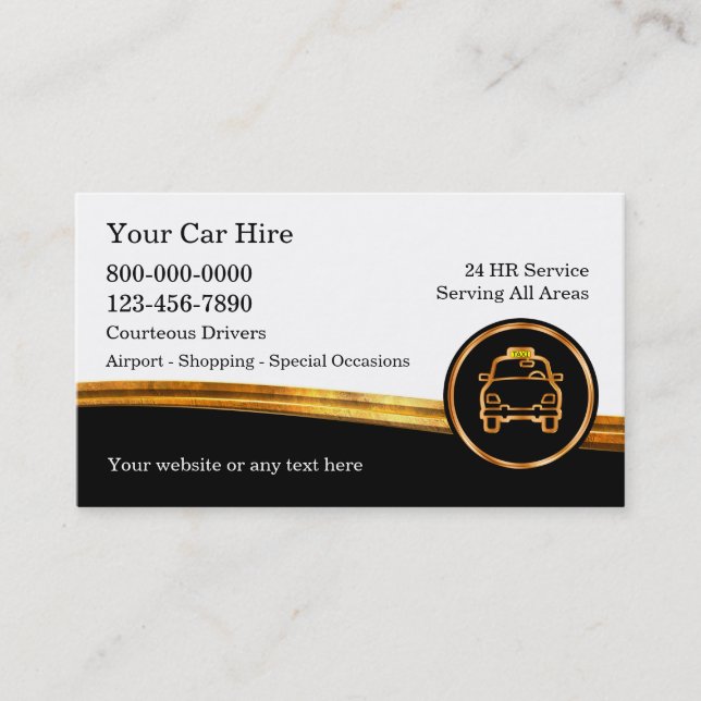 Cartes de visite de taxi modernes classiques (Devant)