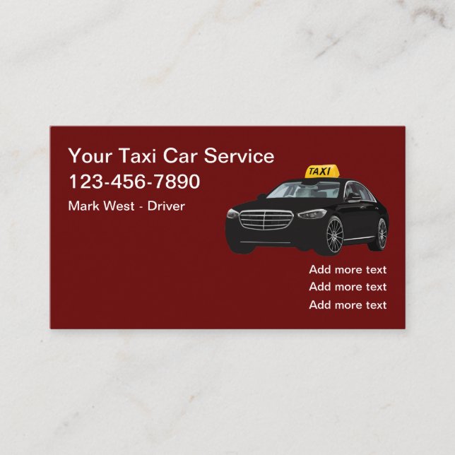 Cartes de visite de taxis classiques (Devant)