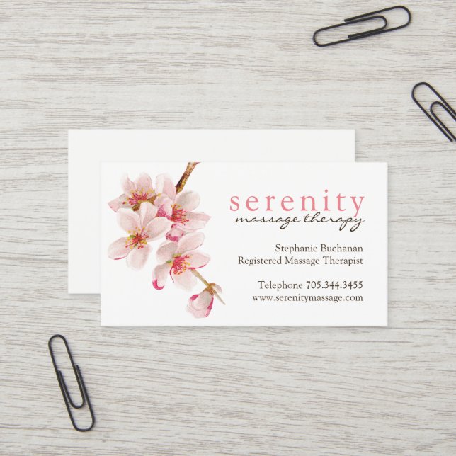 Cartes de visite de thérapeute de massage (Devant/Arrière en situation)