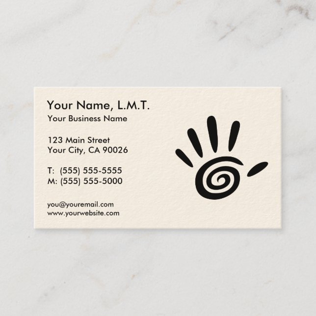 Cartes de visite de thérapie de massage (Devant)