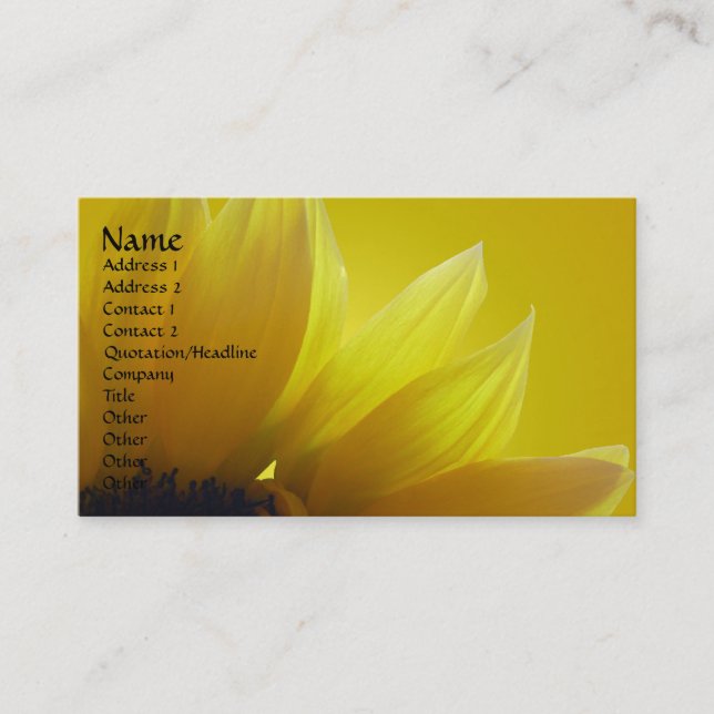 Cartes de visite de tournesol personnalisez le Car (Devant)