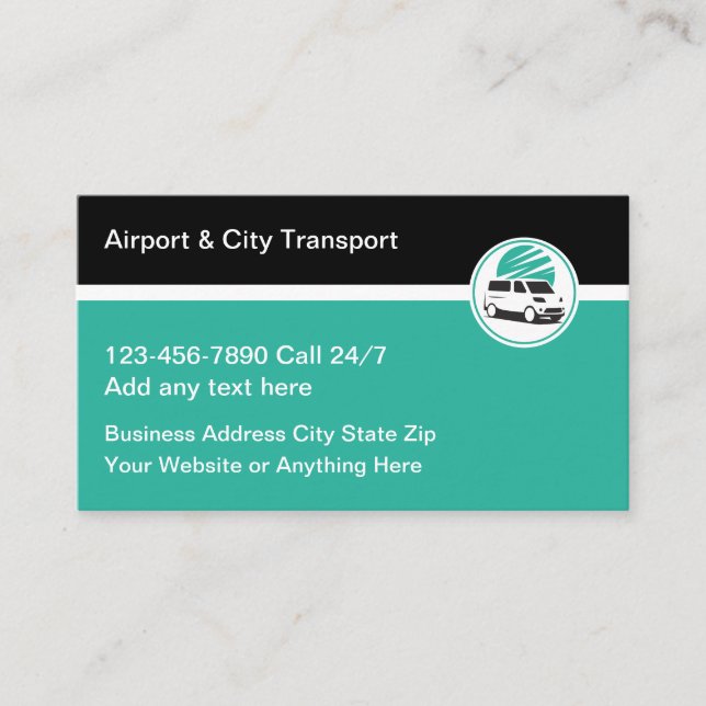 Cartes de visite De Transport De Taxi Aéroport Et  (Devant)
