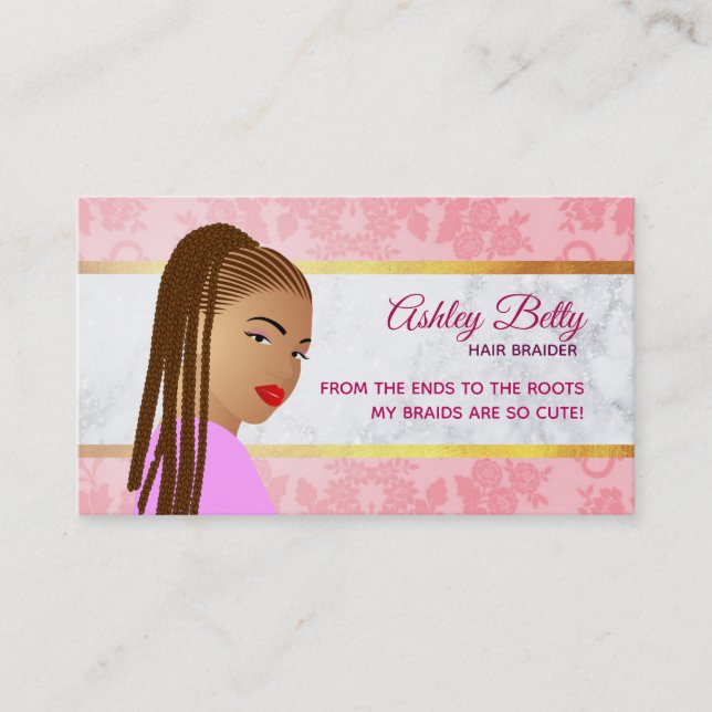 Cartes de visite de tresseuse de cheveux (Devant)