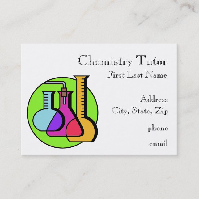 Cartes de visite de tuteur de chimie (Devant)