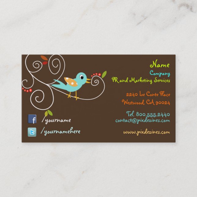 Cartes de visite de Twitter/Facebook (Devant)