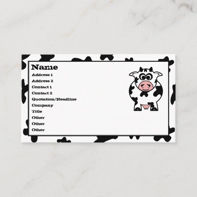 Cartes de visite de vache (Devant)