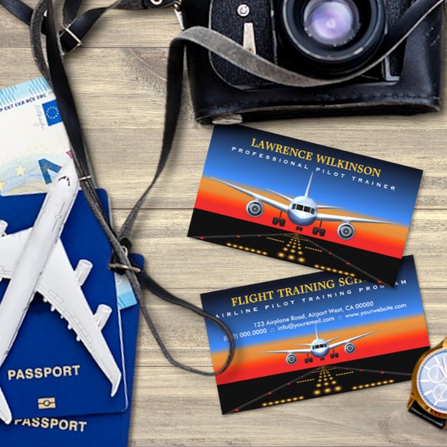 Cartes de visite de vol d'instructeur de pilote pr (Créateur téléchargé)