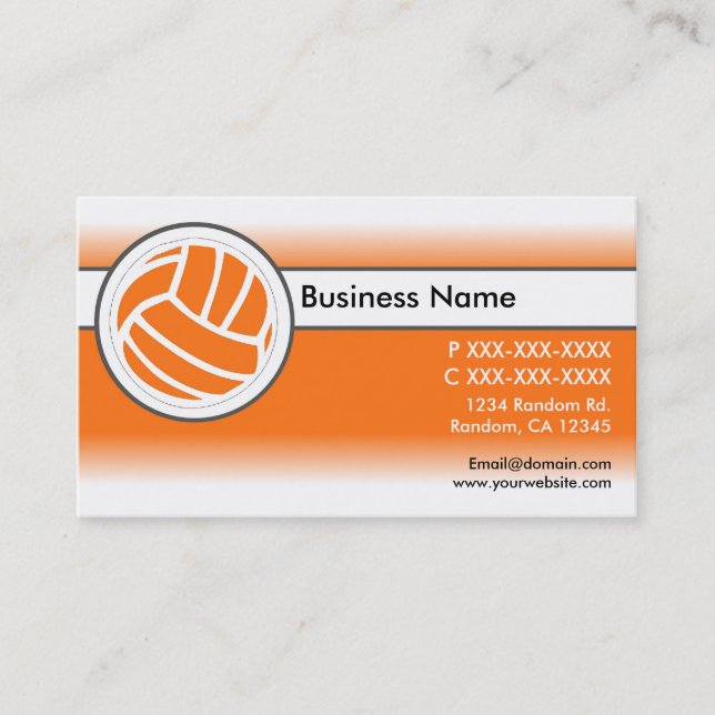 Cartes de visite de volley-ball blanc orange (Devant)